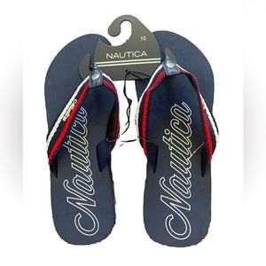 Nautica Womens Navy Striped Flip-Flops Sandals SZ 10